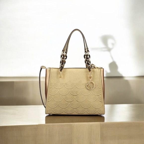 Michael Kors Sofia laser perforated leather gold tone